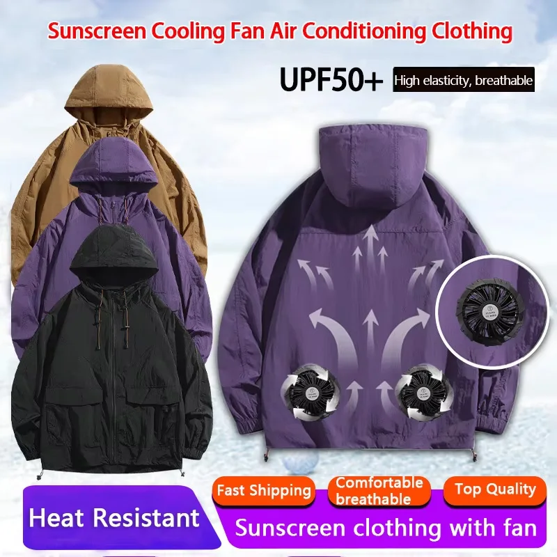 

Летняя крутая куртка для мужчин и женщин, повседневная одежда с вентилятором и кондиционером, дышащая солнцезащитная одежда с вентилятором, уличная рабочая одежда