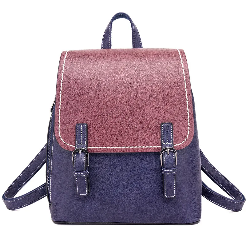 

Fashion Women Casual Backpack Vintage Soft Pu Leather Shoulder Bags Cute Retro Female School Daypacks