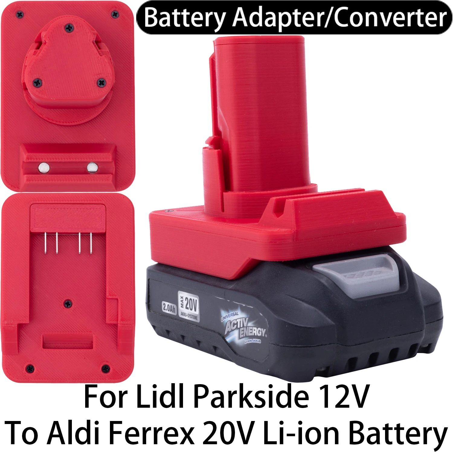 

Adapter Converter For Lidl Parkside X12V Li-ion Tool To Aldi Ferrex 20V Li-ion Battery Adapter Converter Tool Accessory
