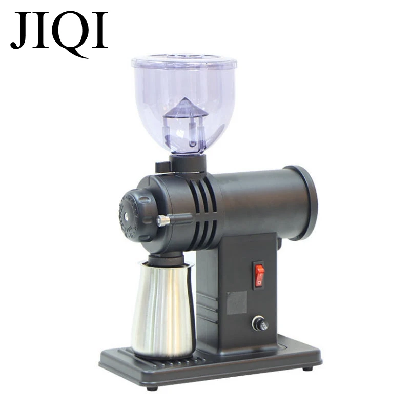 JIQI Electric Coffee grinder 10 File Adjustable Detachable Coffee Mill Stainless Steel sieve Flat Wheel Bean Grinding machine EU