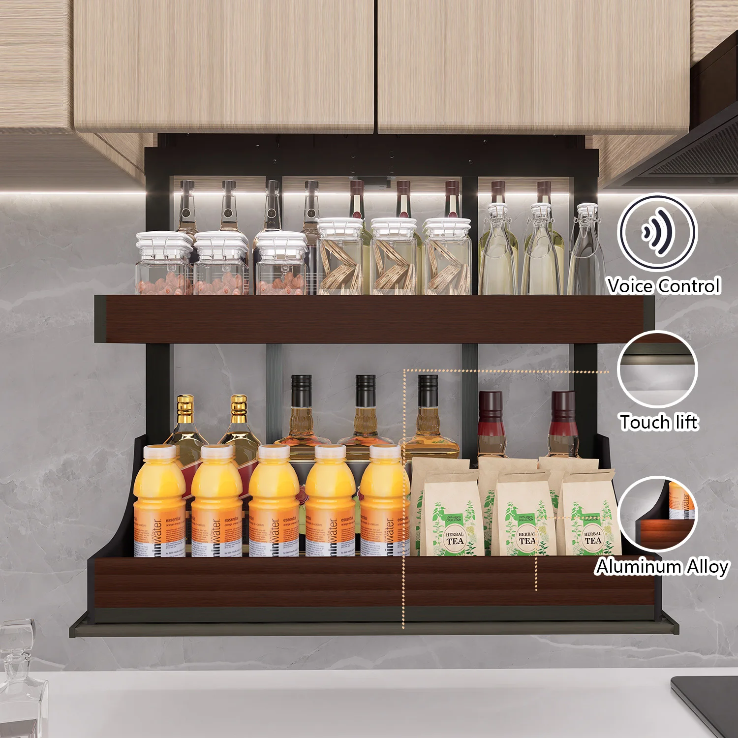 

Modern Intelligent Electric Induction Lift-Down Baskets Kitchen Organizer Cabinets Storage For Seasoning & Pullout Baskets