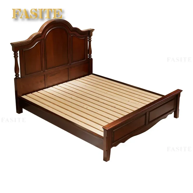 For 1.8m Double Bed American All Solid Wood Master Bedroom Wedding Furniture Modern Simple Medieval Light Luxury Style