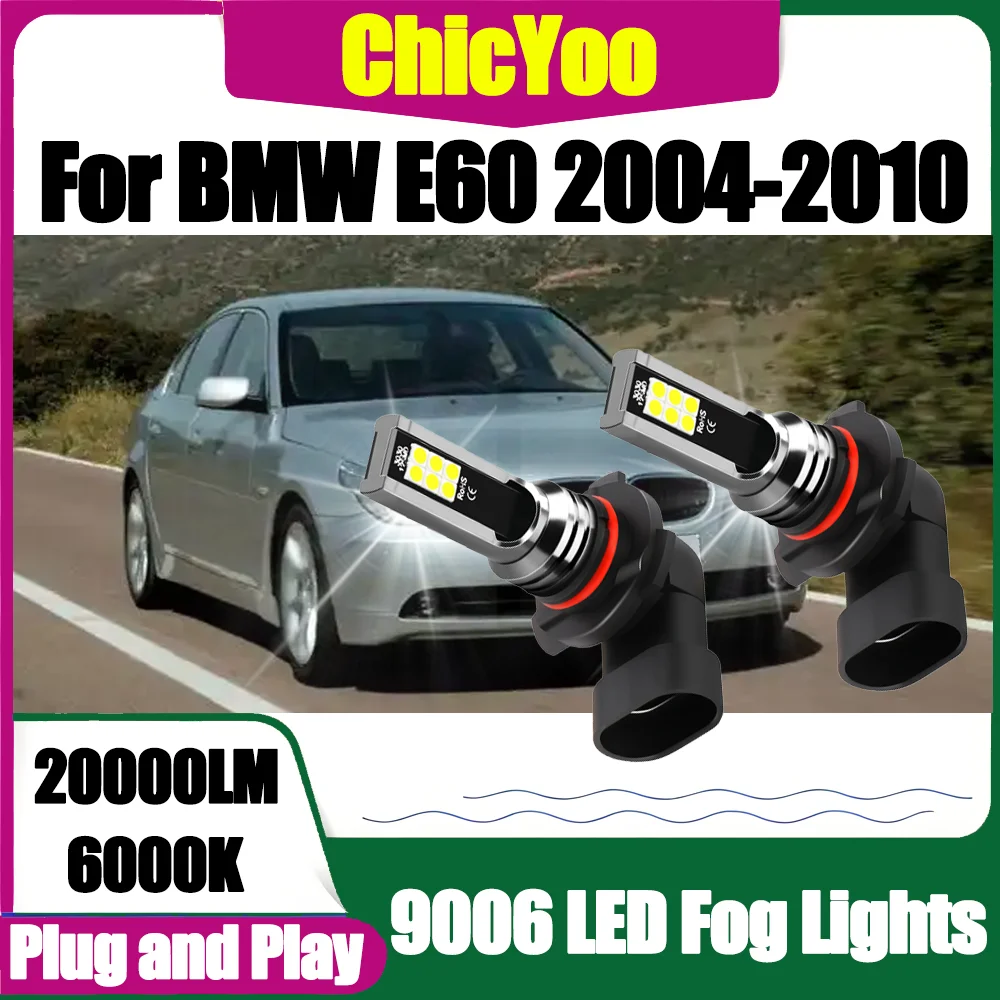 2 Stück Canbus Fehlerfreie LED-Nebelscheinwerfer 20000LM Hochleistungs-60W-Nebellampen 6000K Superweiß 12V Plug-and-Play für BMW E60 2004-2010