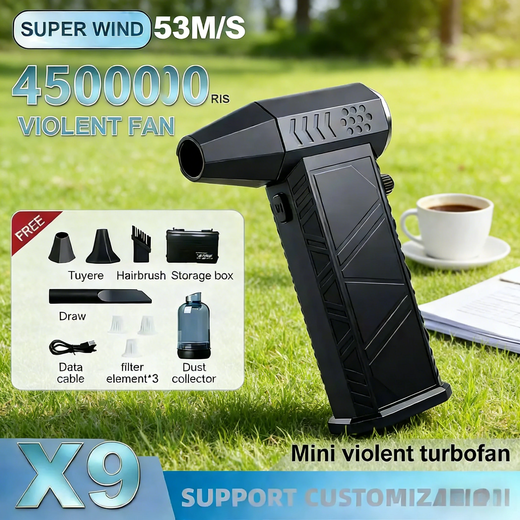 

Турбовентилятор X9 Вакуумный пылеочиститель Бесщеточный воздуходувка Турбоструйный вентилятор Портативный пылеочиститель Электрический вентилятор с воздушным потоком