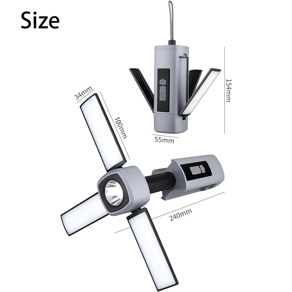 Rechargeable 1800mAh LED Camping Lantern with 360° Foldable Design, Magnetic Base, Red Alert Light & Waterproof Flashlight