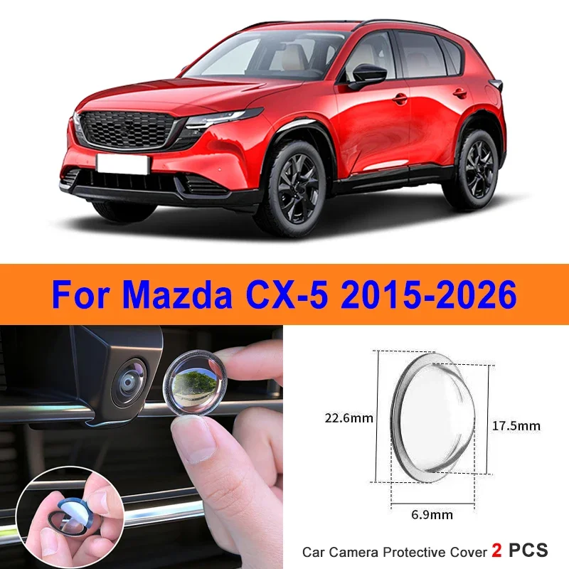 

360 Reverse Image Car Camera Cover Anti-Scratch PC Lens Protector Stickers For Mazda CX-5 2015-2026 2Pcs