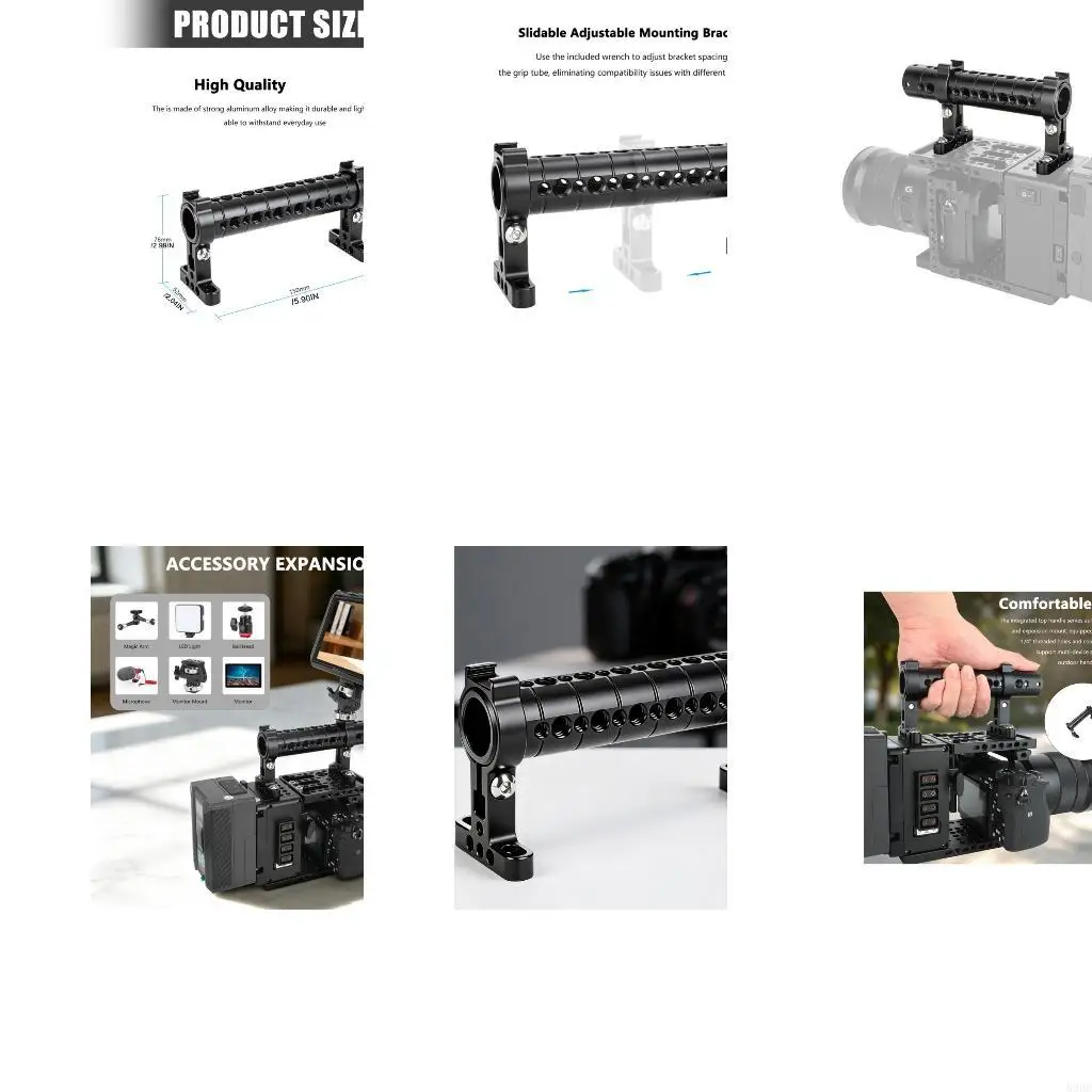 Camera Cage Top Handle with 1/4 Threaded Mount Areas and Raised Hold Area 896C