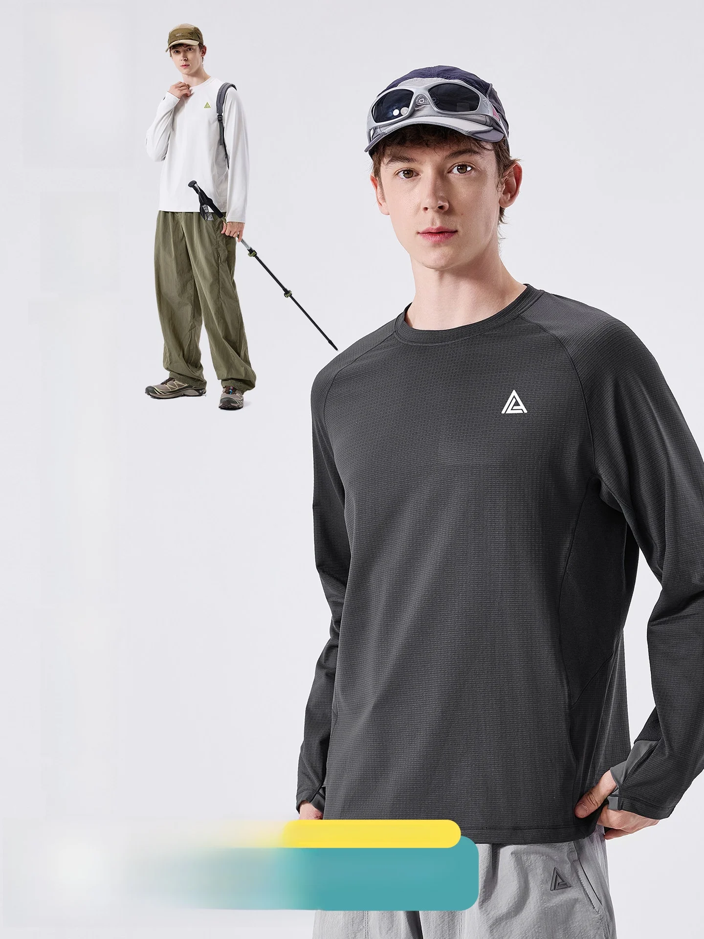 LAZY DAY Outdoor Quick Dry Long Sleeve T-Shirt Men's Moisture Wicking Cool Feeling Sports Top Polyester Fiber Standard Fit