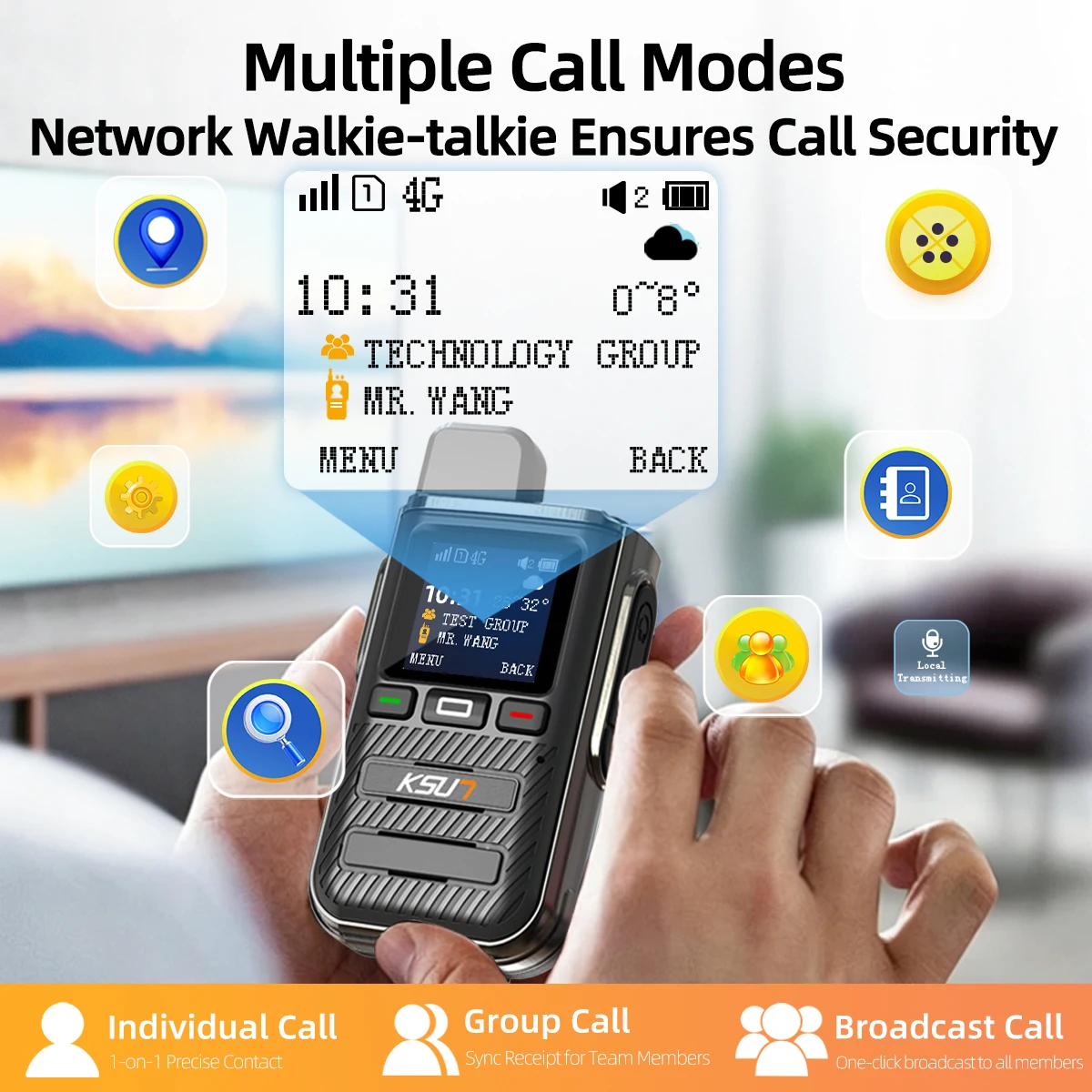 KSUN CT22 Heavy-Duty Public Walkie-Talkie Metal Electroplated Body 1.44