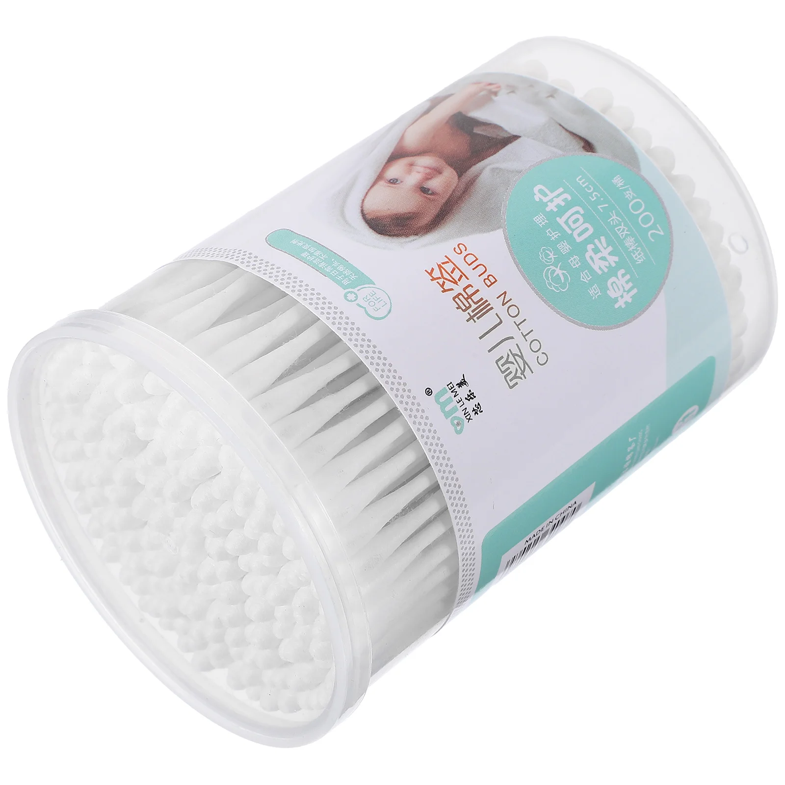 

200pcs Cotton Swabs Safe Baby Care Buds White 74mm Double Heads Oval Spiral Tips Ideal Wound Makeup Storage Box