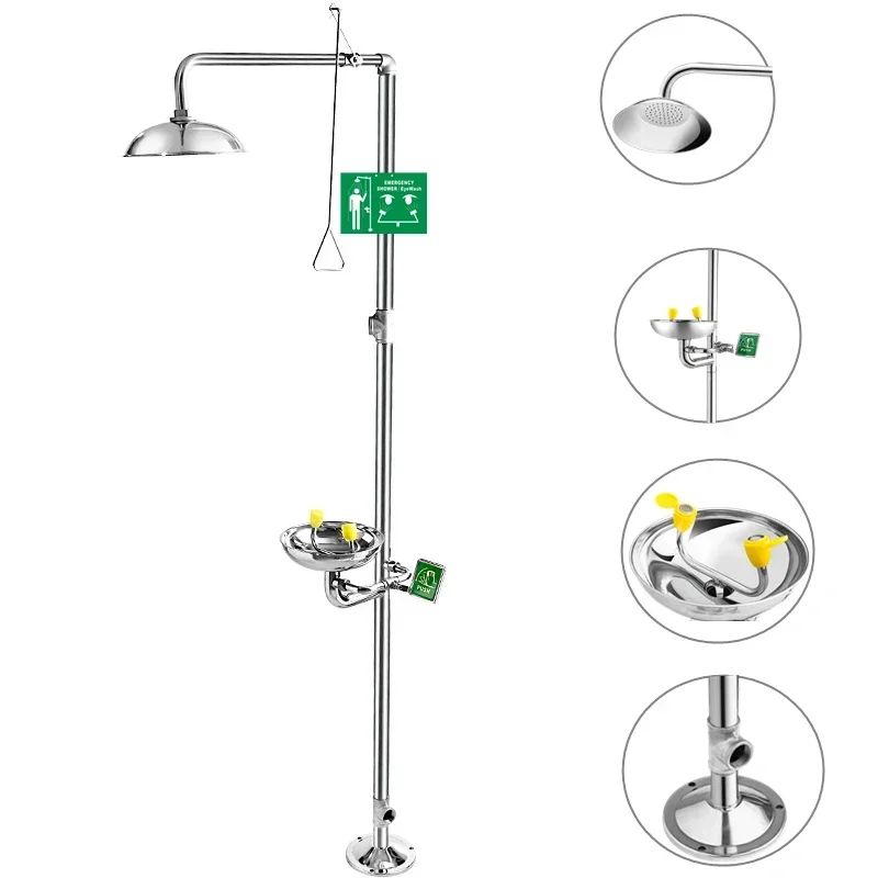 apply China High Quality Stainless Steel Safety Emergency Shower Eye Wash Combination Eyewash  station