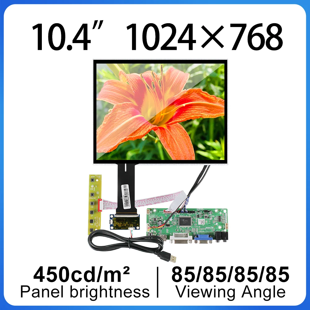 10.4 inch LCD Display1024x768 IPS with Touch Panel Controller Board Brightness 450 GV104X0M-N10 For Industrial Medical Device