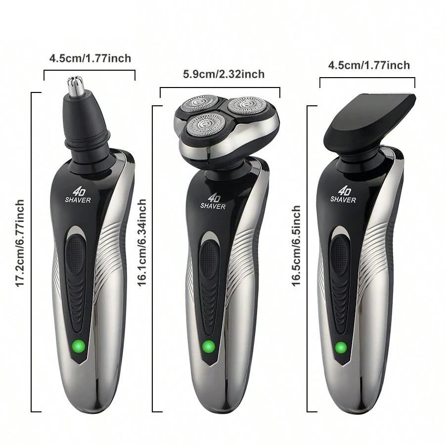 3-Blade Rotary Electric Shaver with USB Rechargeable, Multi-Functional (Beard/Nose Hair Trimmer), Ideal as a Men's Holiday Gift