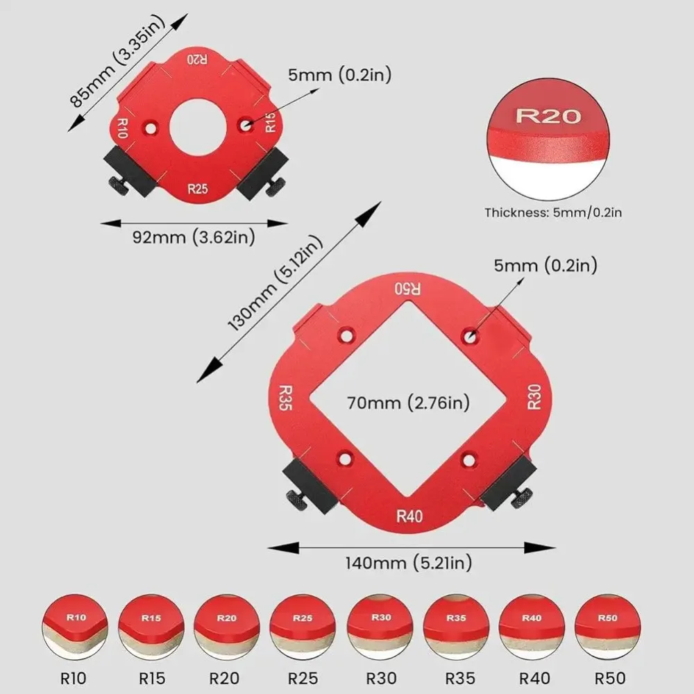 

Шаблон для позиционирования с радиусом изгиба R10-R50, алюминиевый фрезерный кондуктор, приспособление для резки дуг и углов, профессиональный ручной инструмент для деревообработки