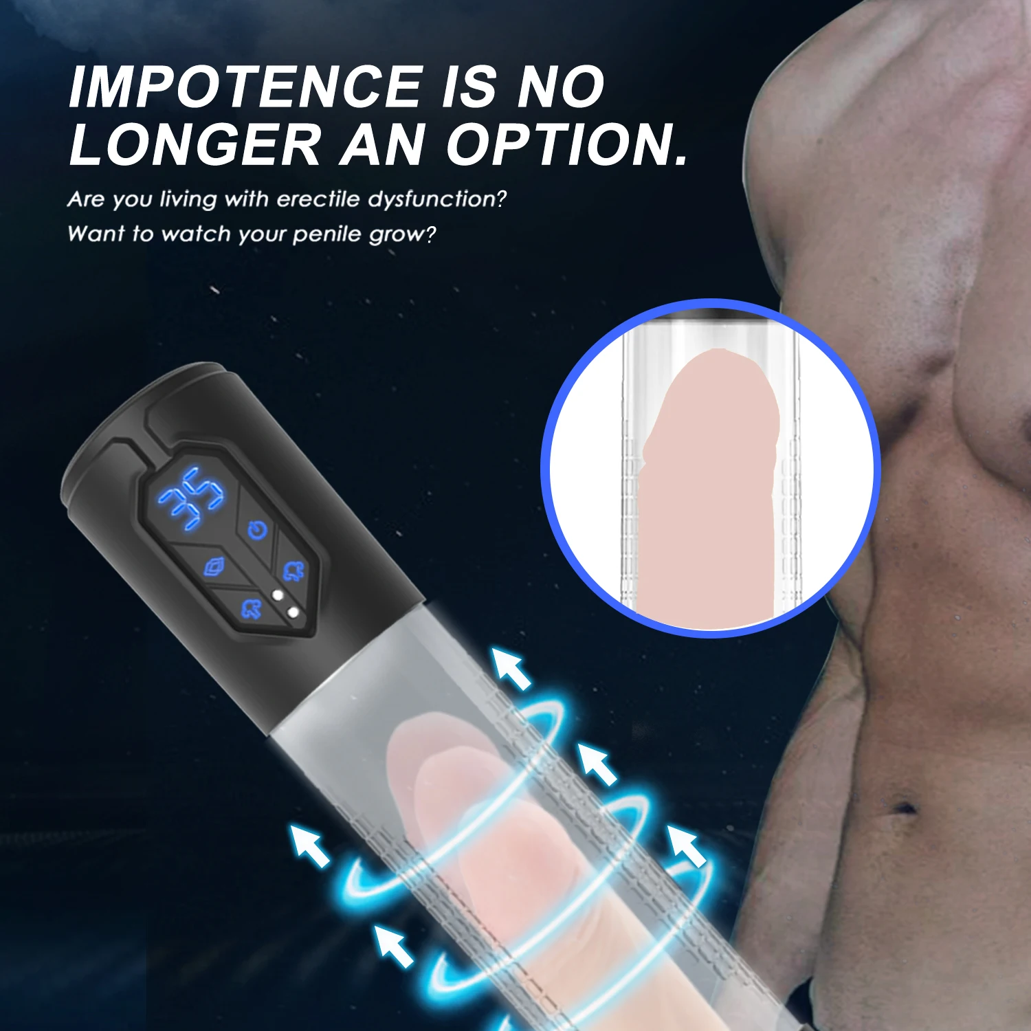 Sex Toys for Men Bigger Automatic Penis Pump Penis Enlarger Extender IPX7 Waterproof Vacuum Pump 4 Suction Male Masturbator