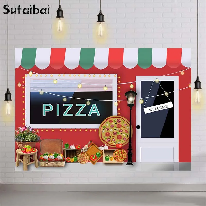 Photography Backdrop Pizza Store Kids Baby Shower Birthday Party Portrait Decor Cooking Photo Background Banner Studio Props