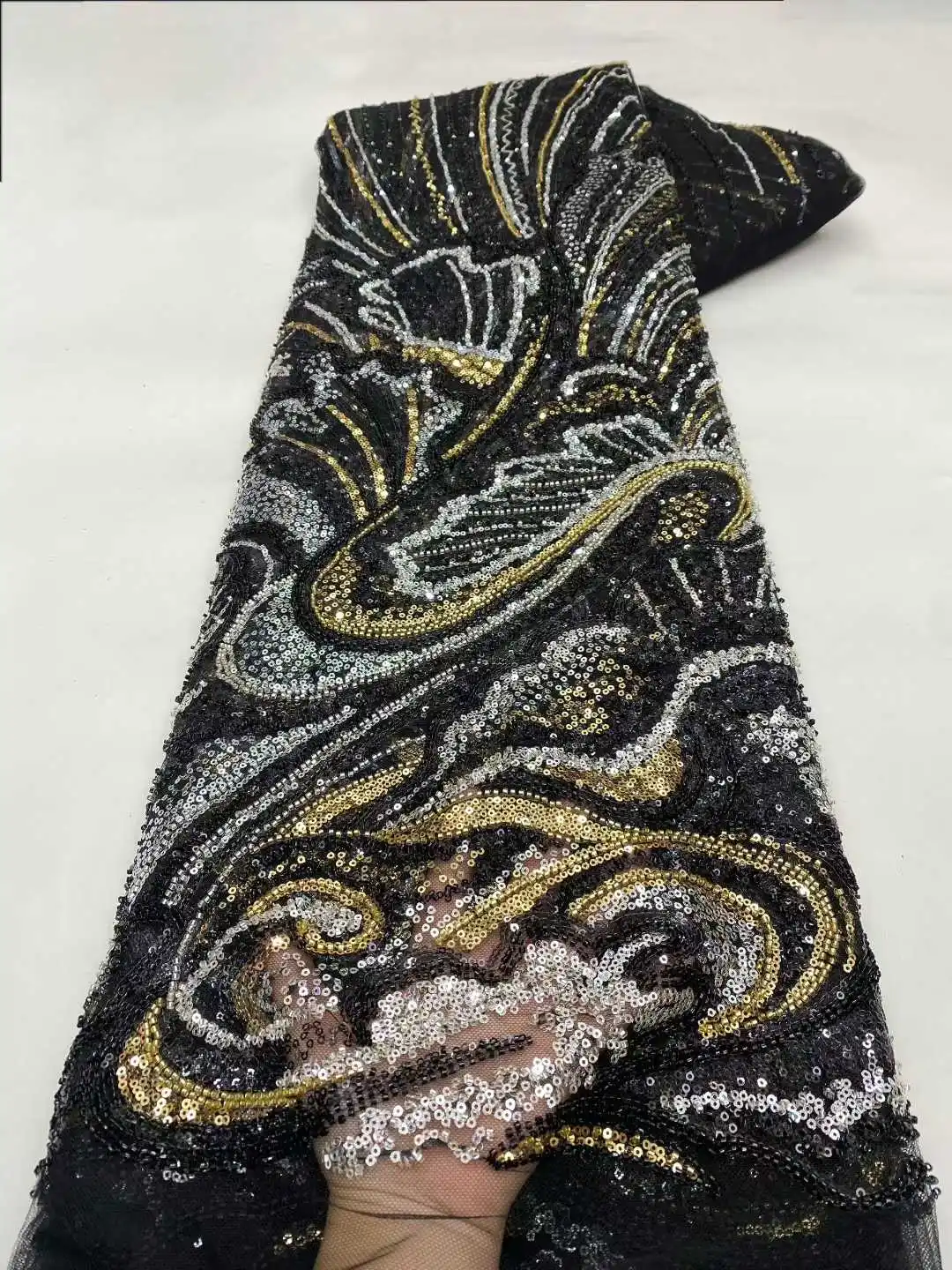 

Nigerian African Lace Fabric 2026 High Quality Handmade Beads Bridal Lace Fabric Luxury Sequin Embroidery For Wedding