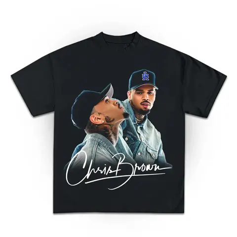 Chris Brown Breezy Bowl XX Concert Tour Katoenen T-shirts Vintage Hip Hop Gothic T-shirt Heren Oversized Katoenen T-shirt streetwear