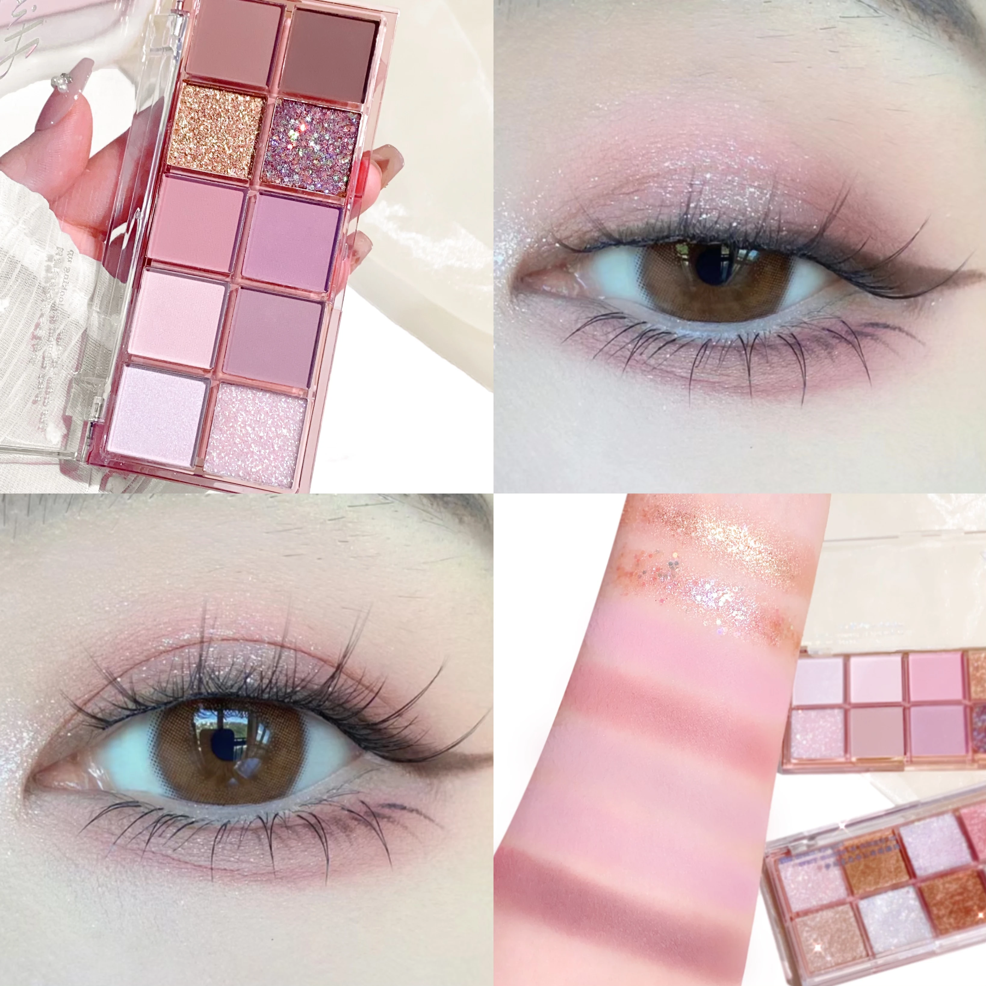 10-Color Eyeshadow Palette: Shimmer, Matte, and Fine Sparkle - Earth Tones and Taro Colors