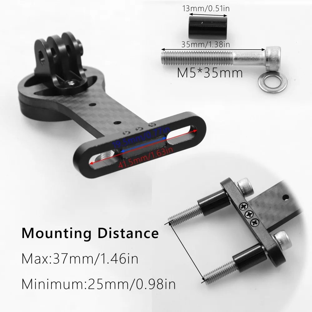 KOCEVLO 3K Carbon Fahrradcomputer-Halterung Fahrrad-Vorbau-Verlängerung Lenker-Taschenlampenhalter Fahrradkamera-Halterung – Detail 5