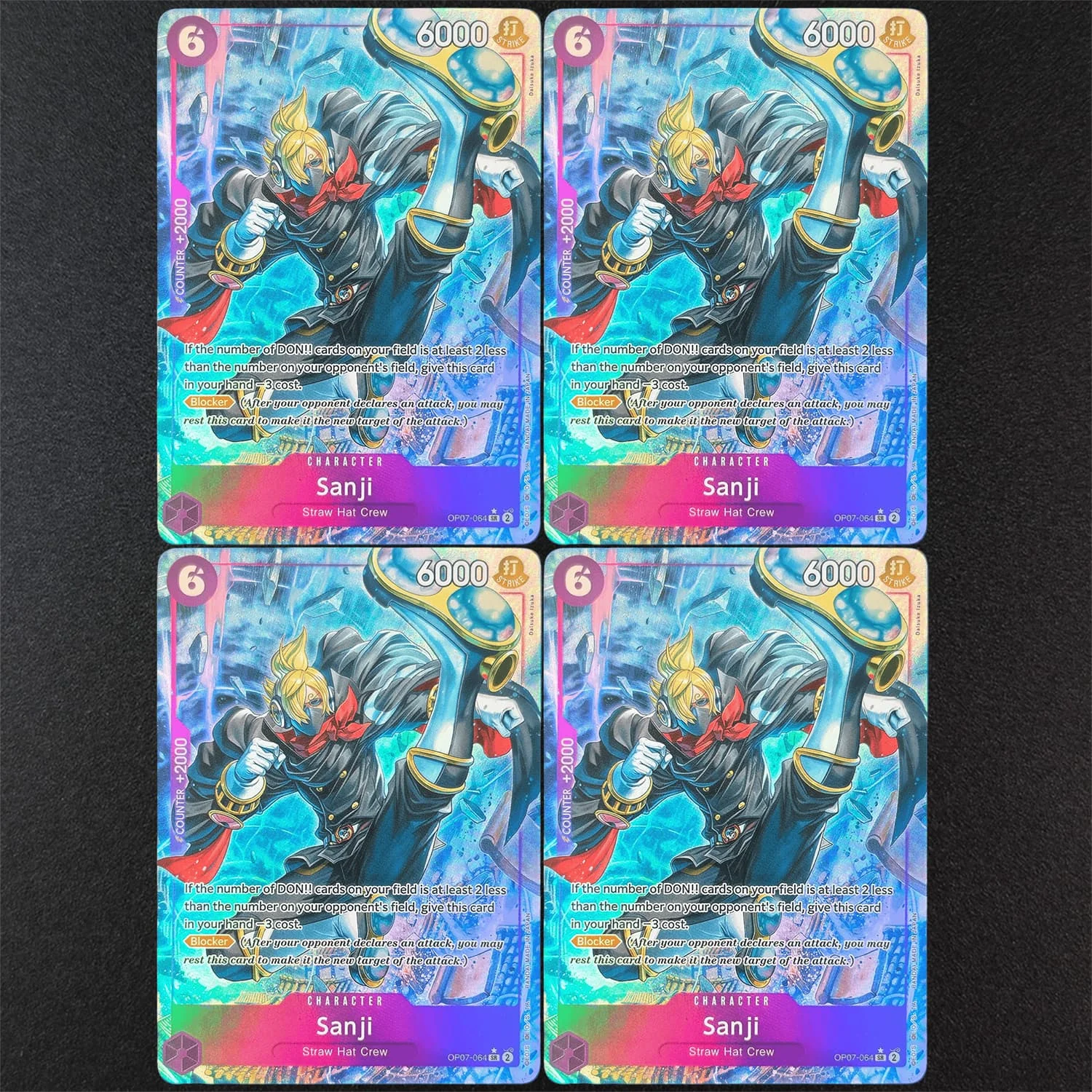 Selbstgemachte Proxy One Piece TCG Englische OP07-064 Sanji Parallel-Charakter Lila Spiel-Sammelkarte Spielzeug