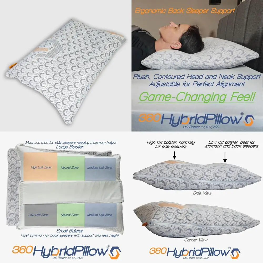 

Ergonomic Adjustable Neck Support Pillow for Cervical Pain Relief - Suitable for Back, Side, and Stomach Sleepers