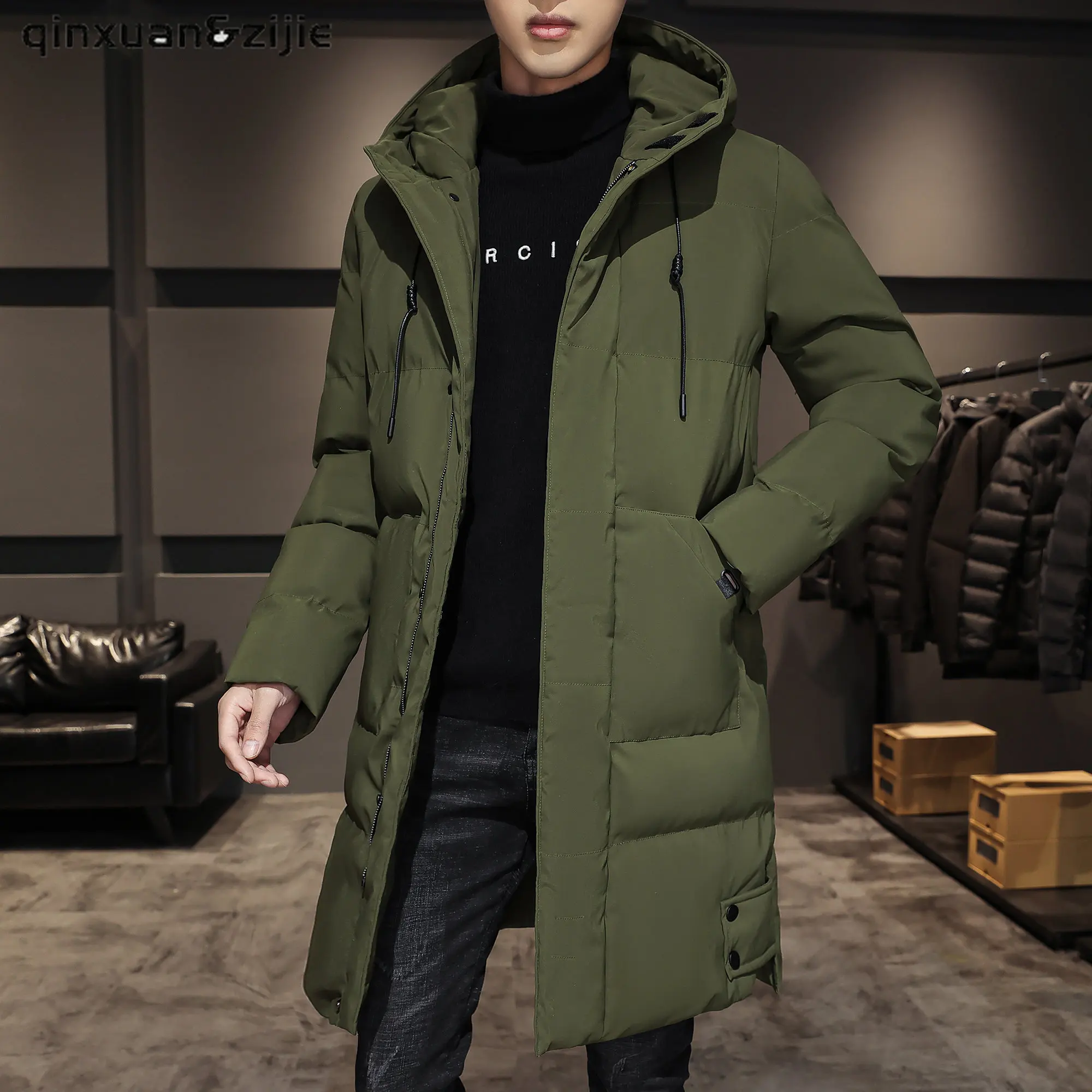 Men Winter Jacket Warm Hooded Solid Man Jackets and Coats Outwear Windbreaker Male Long Parka Overcoats Plus Size Black Grey 8XL