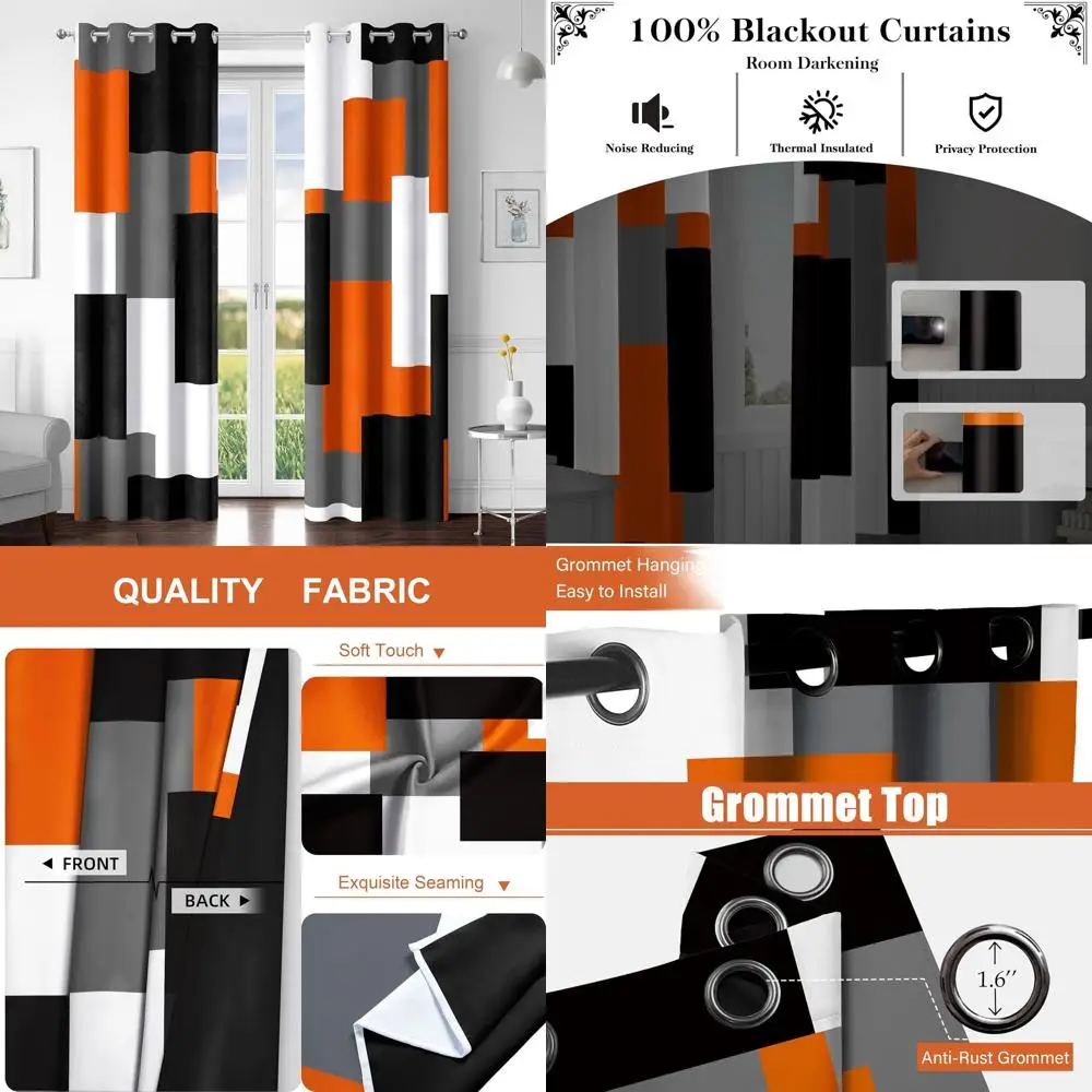 

Современные абстрактные геометрические светонепроницаемые шторы, 108 дюймов (108L), 2-панельный комплект, 52W x 108L для спальни, гостиной