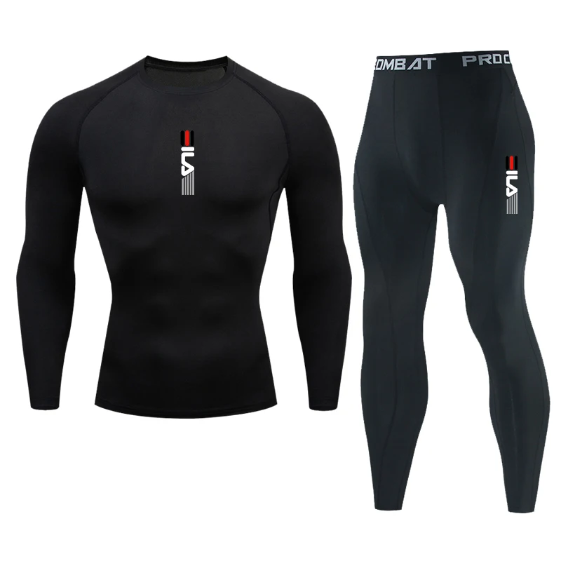 Men Running Sportswear Suit GYM Tight Sports Long Sleeves T-shirt Workout Jogging Fitness Tracksuit Pants Compression 2 Pcs Sets