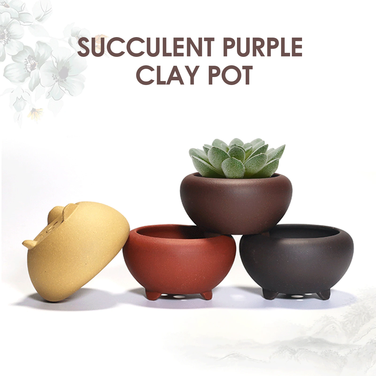 Creative Round Flower Pot Succulent Pot Ceramics Planter Home Decor Desktop Ornaments Garden