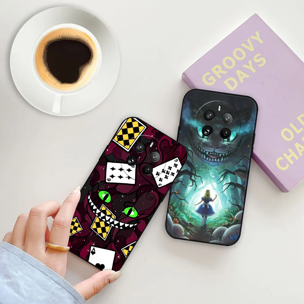 Disney Cheshire Cat Alice in Wonderland Phone Case For OPPO Realme 12 11 10 9 9I 8 8I 7 7I 6 6I 5 5I 3 Pro Plus Black Soft Cover