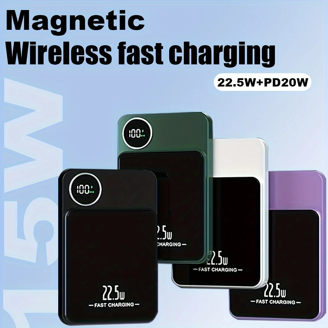 10000 mah wireless fast charger; PD20W fast charging portable mobile power supply, outdoor emergency power supply