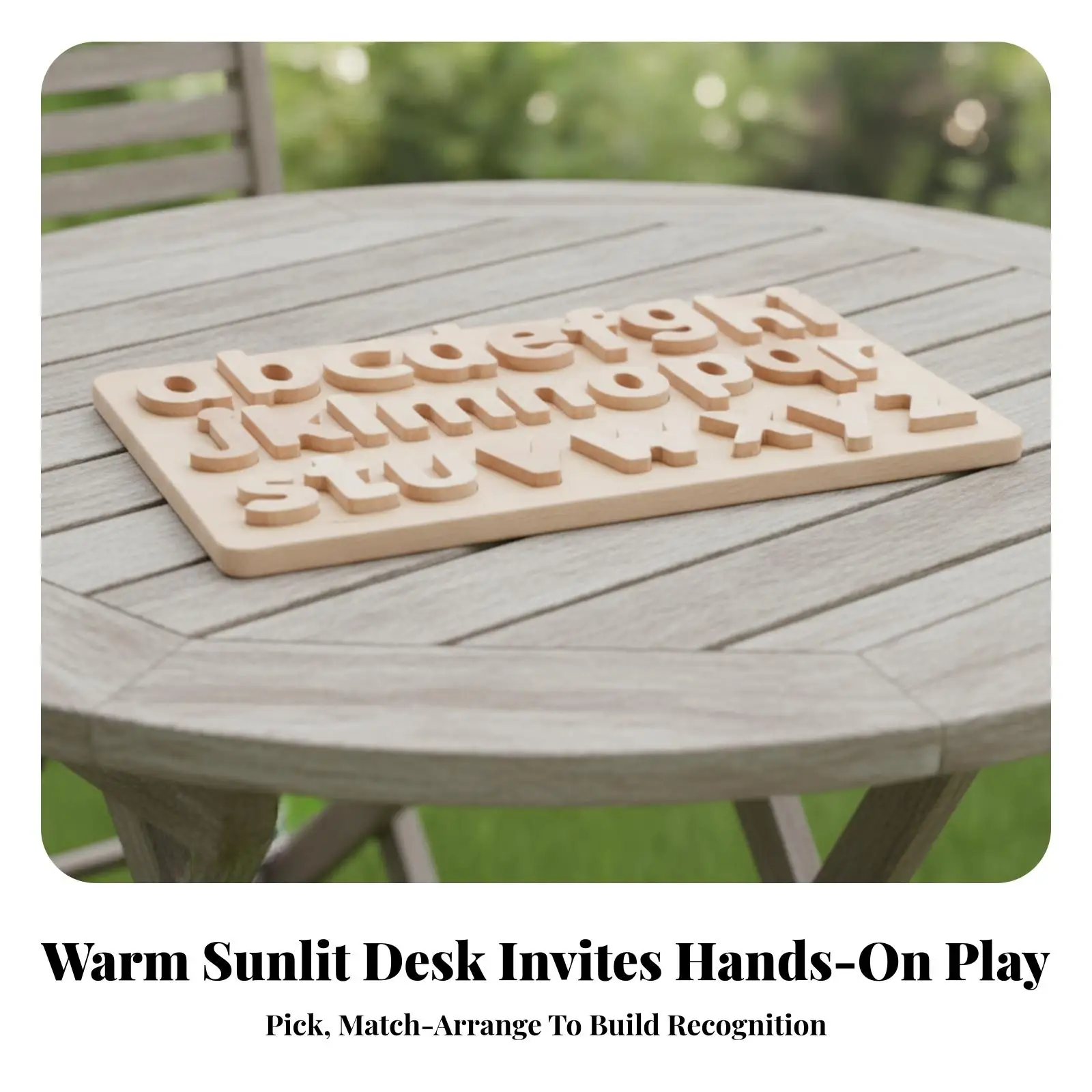 Montessori Lowercase Alphabet Puzzle | Smooth Rounded Edges, Easy to Handle, Wooden Letter Puzzle, for Home