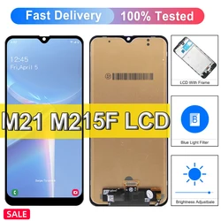 Samsung Galaxy M21用の高品質タッチスクリーンLCDディスプレイ,Galaxy m215 m215f SM-M215F/ds SM-M215F/dsn lc用のフレーム付き