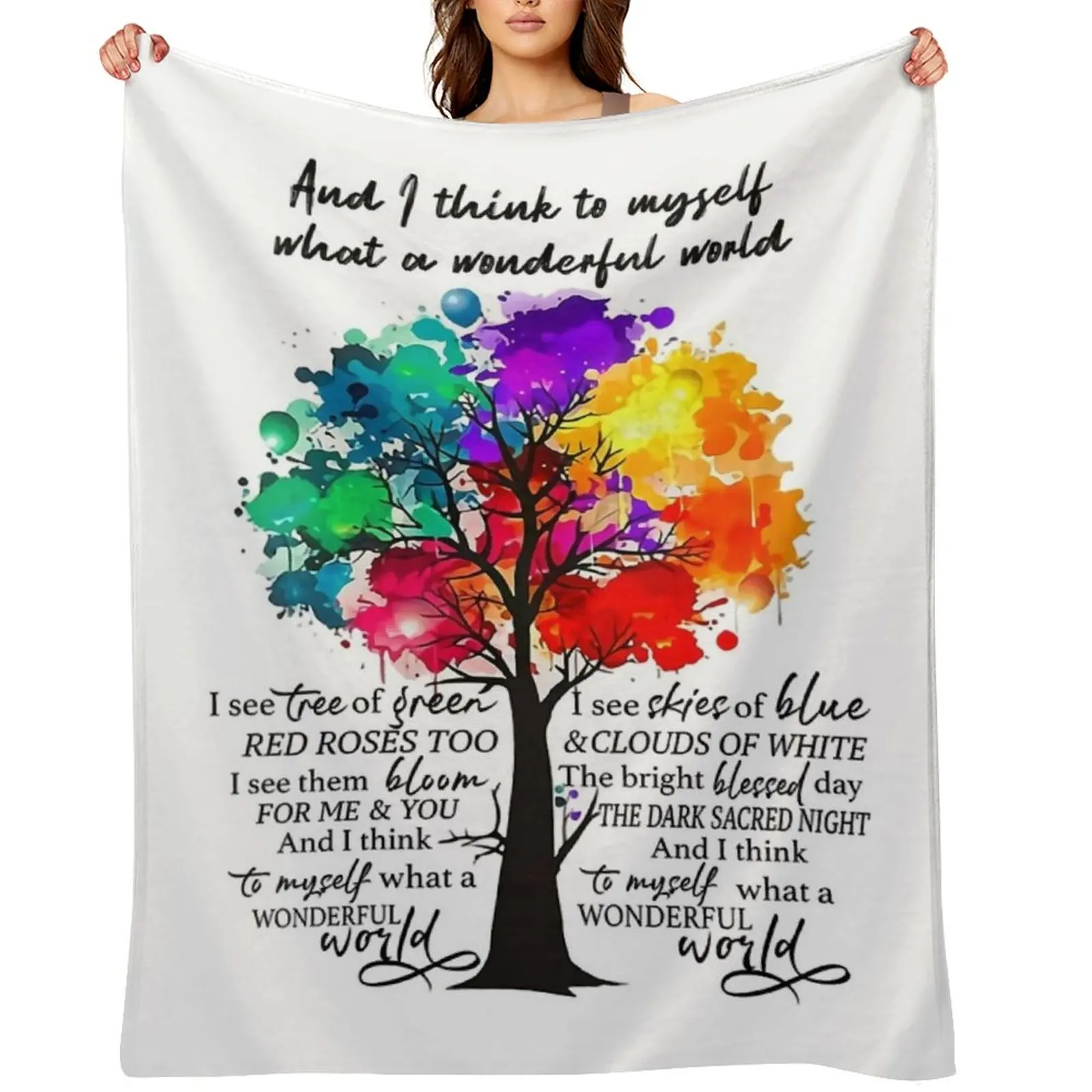 

And I Think To Myself What A Wonderful World Throw Blanket anime For Baby heavy to sleep Vintage Blankets