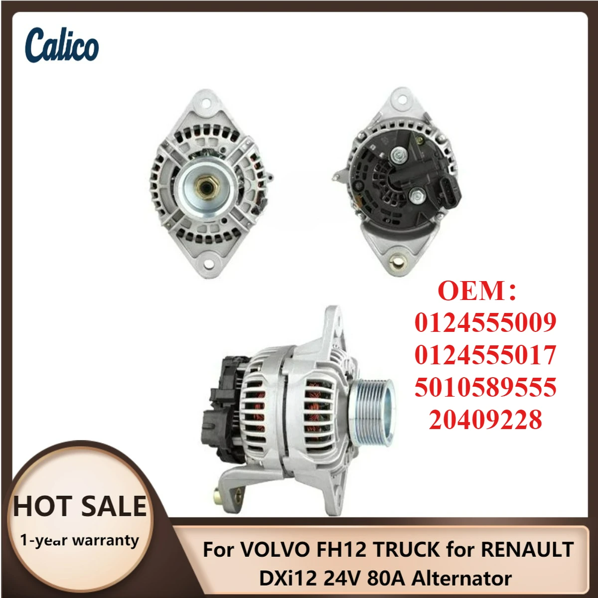 

Лидер продаж: Генератор 24В 80А для грузовиков VOLVO FH12 и RENAULT DXi12 (номера: 0124555009, 0124555017, 5010589555, 20409228)