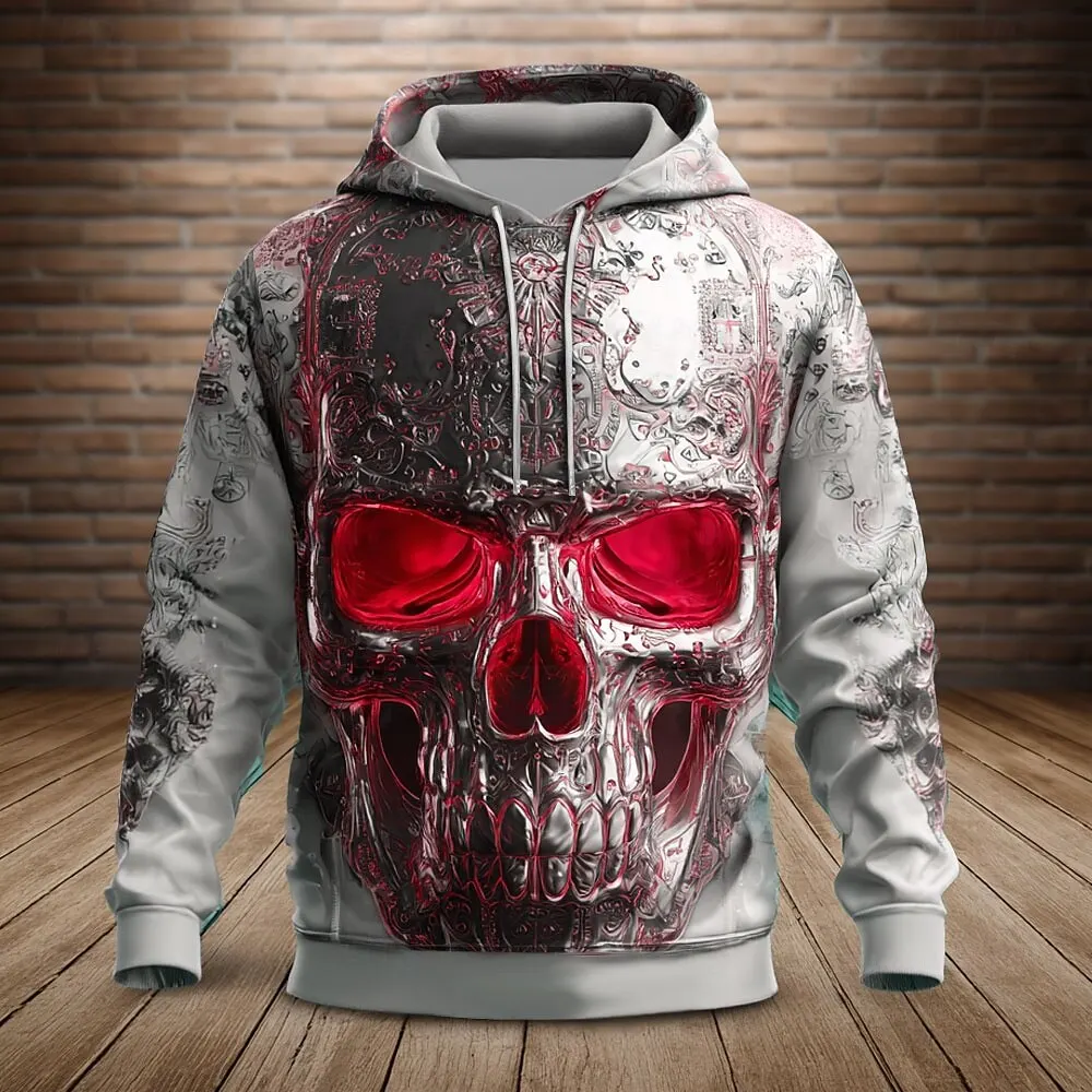 

3D Printed Skull Graphic Men's Hoodies Autumn Cool Street Casual Sweatshirt For Men Loose Comfortable Gothic Harajuku Style Tops