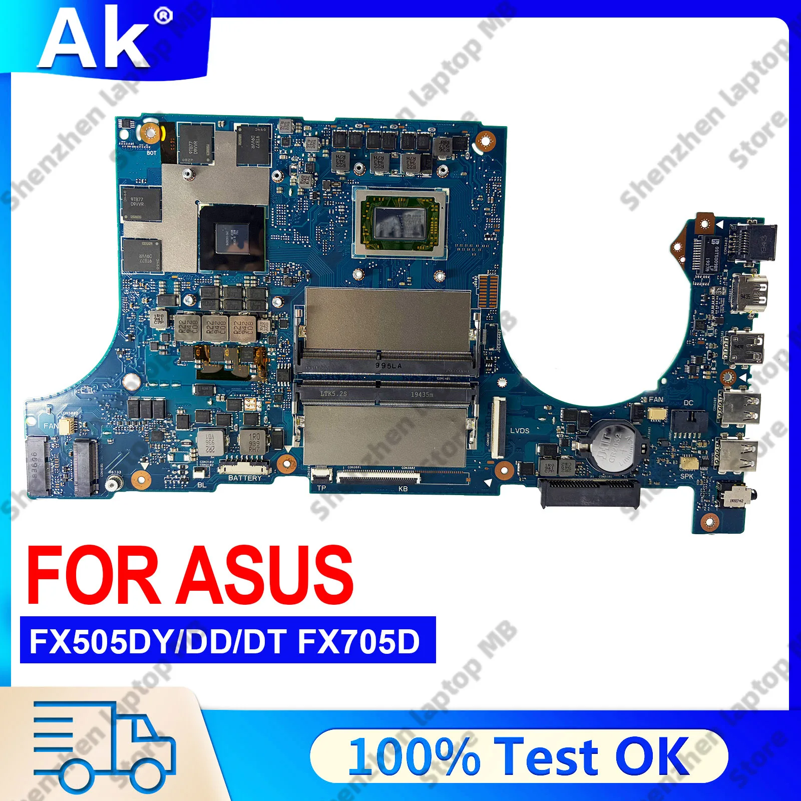 FX505DT Laptop-Mainboard für ASUS TUF Gaming FX95D FX505DD FX705DT FX505D FX505DY Hauptplatine mit R3 R5 R7 CPU Getestet OK Schneller Versand