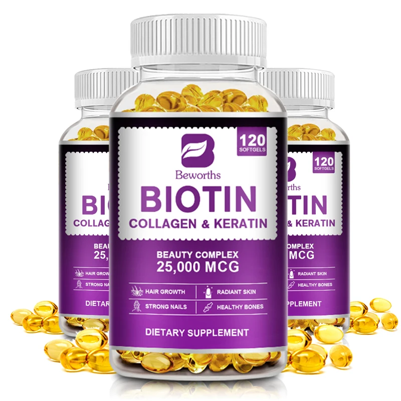 BEWORTHS Collagen and Biotin Capsules Biotin for Hair Growth Healthy Nails &Skin Hair Farming Supplement Beauty Health Skin Care