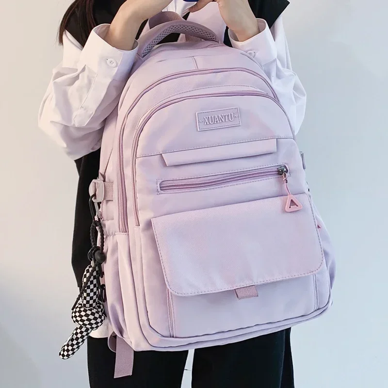 Purple High Quality Large Nylon Backbag Teenager School Supplies Eco-friendly Rucksack New Ladys Casual Portable Laptop Knapsack