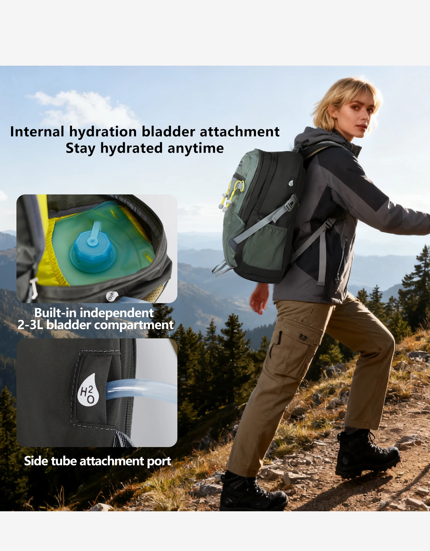 Unisex Leichter Freizeitrucksack 20L/30L Wasserabweisendes Gewebe mit Laptopfach und Regenschutz – Detail 12