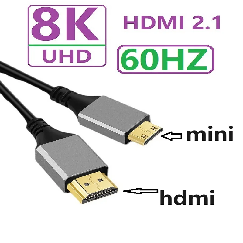5m 3m 2m 1m 8K Mini HDMI-Compatible to HDMI Cable 8K 60Hz Mini HD 2.1 Cable for Video Card HDTV Tablet Camera Camcorder Cable