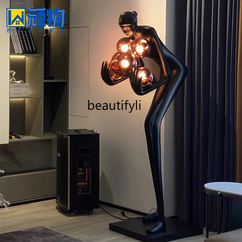 Nordic creative humanoid art sculpture floor lamp home exhibition hall window large floor ornament