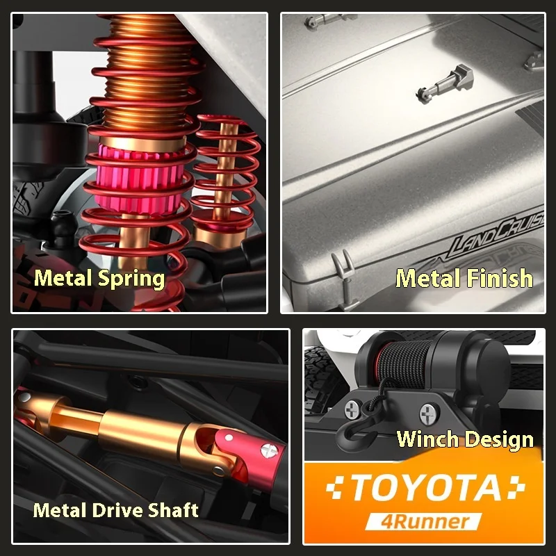 Hengguan 1:16 Hg4-211 Toyota Fj40 Modelo de carro Amortecedor de metal com tração nas quatro rodas Modelo off-road Menino Presente Carro de controle remoto