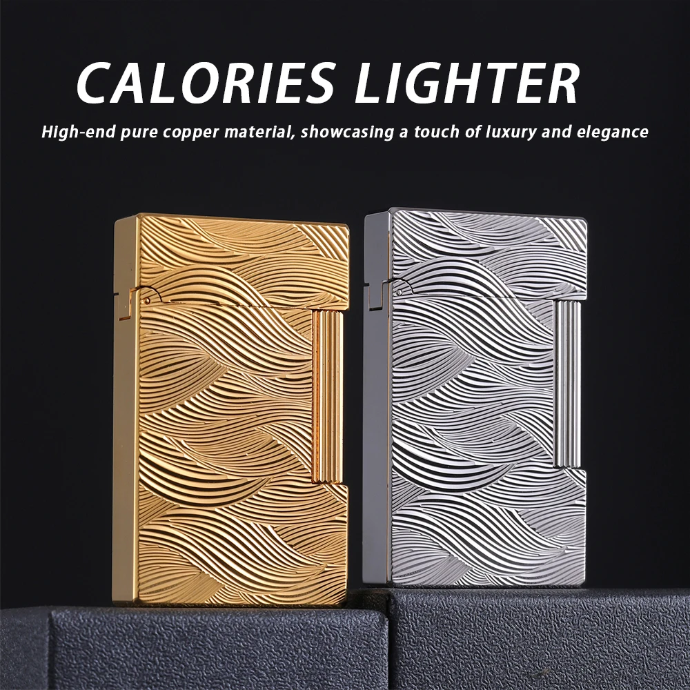 Hand-Carved Brass Lighter with Wild Desert Sand Embossed Pattern High-End Gift Set Beautifully Packaged in a Gift Box