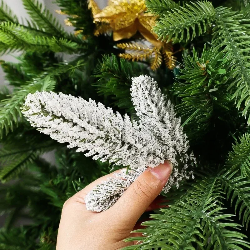 Christmas Artificial Snow Pine Needles Branches Fake Pine Branches DIY Garland Green Leaves Plant Flowers Home Xmas Party Gifts