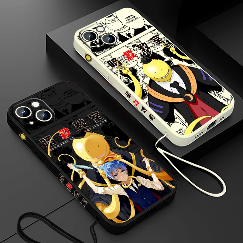 Assassination Classroom Phone Case For Apple iPhone 15 14 13 12 11 Pro Max Plus 8 7 SE Liquid Left Rope Capa Cover