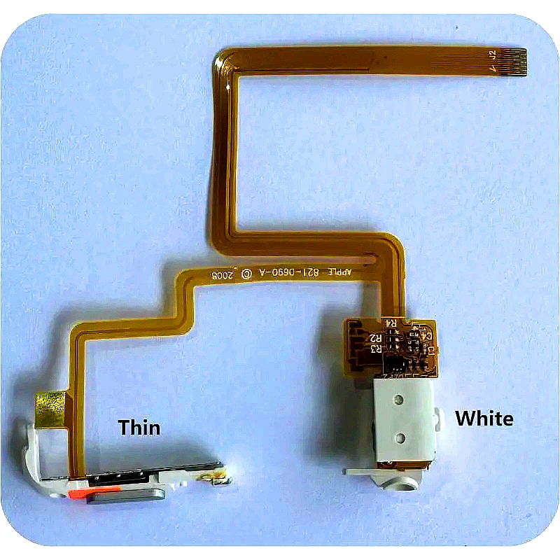 Headphone Jack Audio Flex Cable for iPod Classic 7th Gen 160GB,6th Gen 80GB/120GB,5th/video Gen 30GB - White & Black - Thin