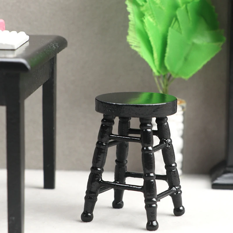 Mini Furniture Dollhouse Simulation Wooden Stool Model Living Room Toy Doll House Furniture Accessories Miniature Kid Toy