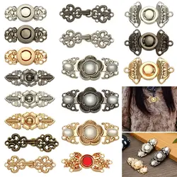 6Pcs Retro Scarf Clasp Sweater Metal Buttons Connection Buckle Cape Cloak Clasp Cheongsam Buckle
